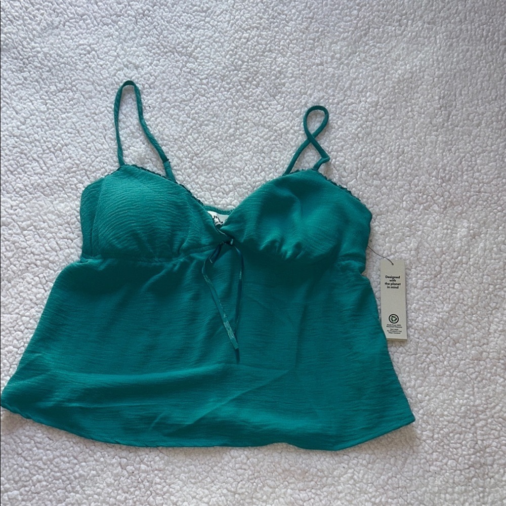 No Boundaries Teal Camisole with Bow